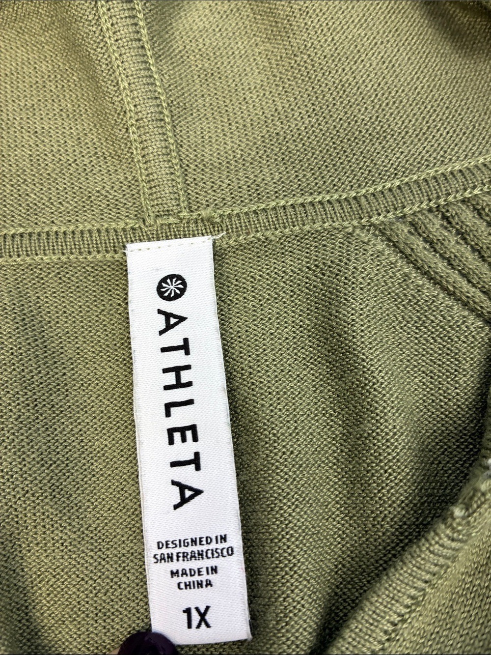 Athleta Evergreen Hoodie Sweater Green Pocket 1X - Picture 7 of 8